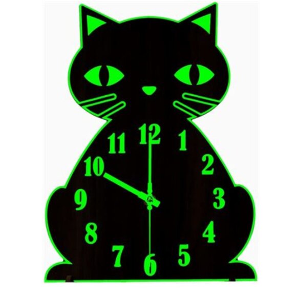 CAT WALL CLOCK NIGHT LIGHT - Picture 2 of 3